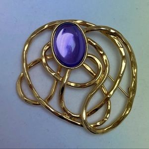 Vintage Avon 1992 Gold and Purple Swirly Web Pin